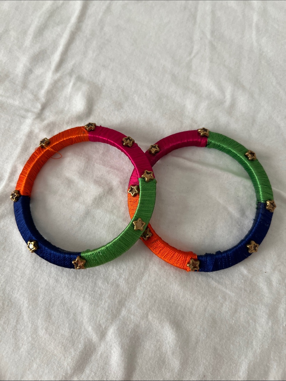 Colorblock Star-Studded Wrapped Bangles - Multicolor